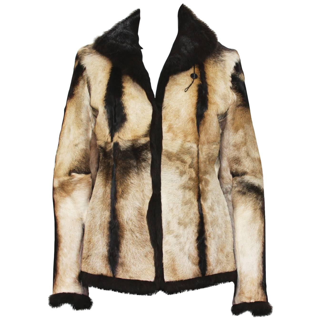 NWT Tom Ford for Gucci 1999 Collection Reversible Beige Fur Jacket Italian 40 For Sale