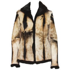 Used NWT Tom Ford for Gucci 1999 Collection Reversible Beige Fur Jacket Italian 40