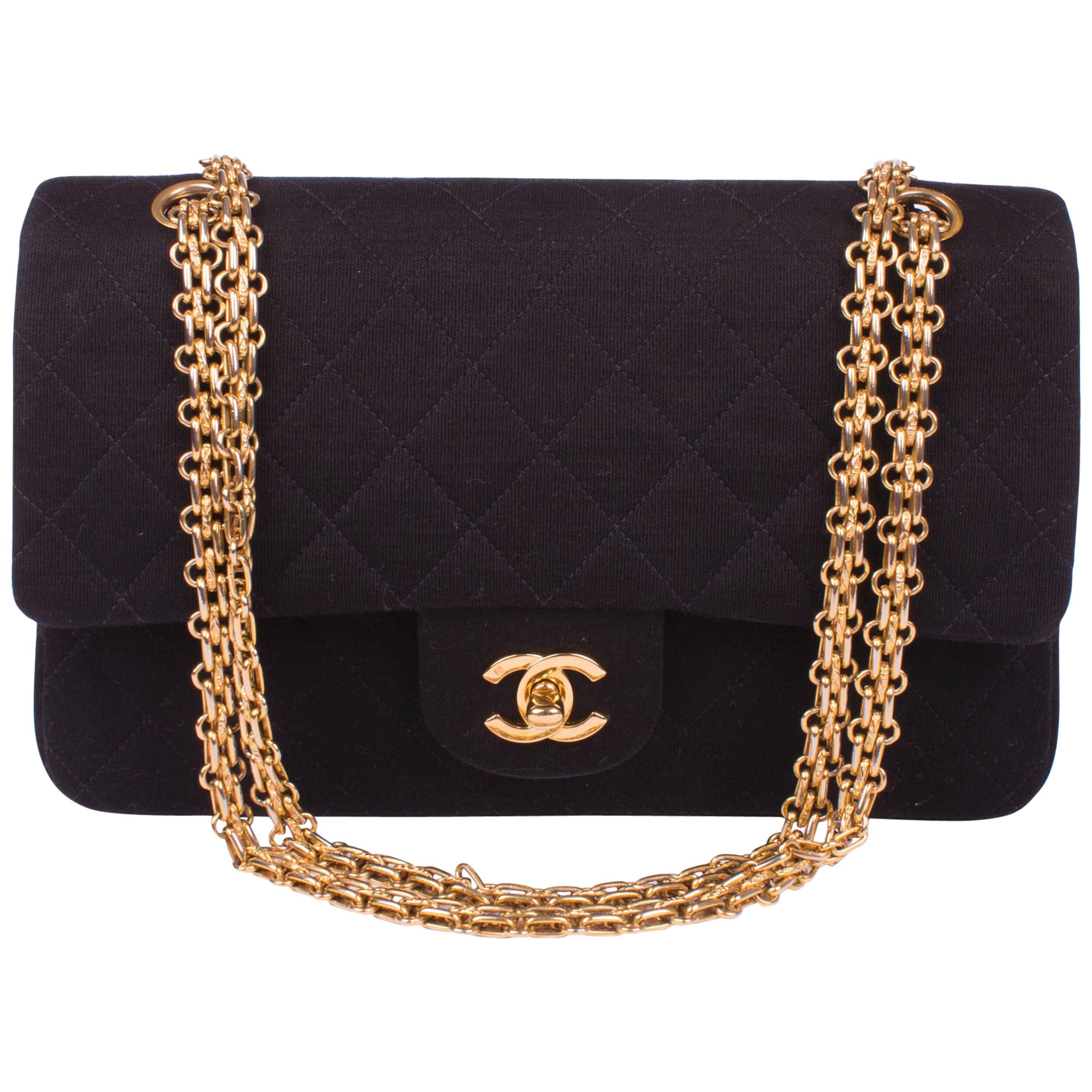 Chanel 2.55 Reissue Medium Double Flap Bag Jersey 1992 - black