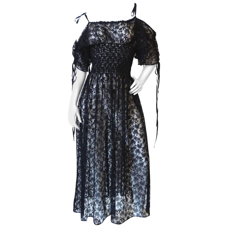 1980s Yves Saint Laurent Black Lace Gown at 1stdibs