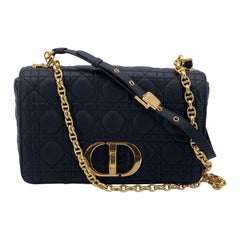 Christian Dior Black Cannage Leather Medium Caro Shoulder Bag