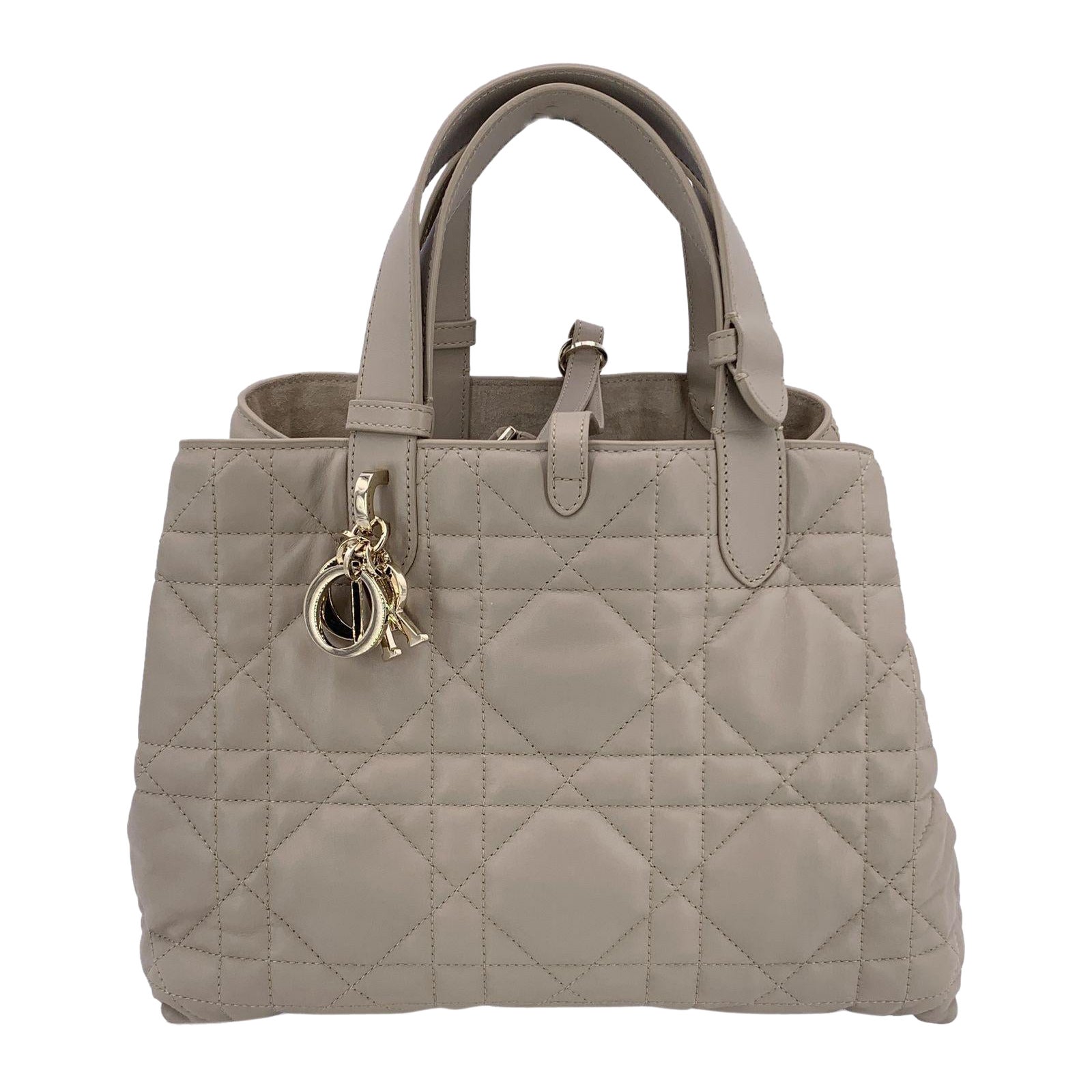 Christian Dior Beige Cannage Leather Quilted Toujours Tote Bag
