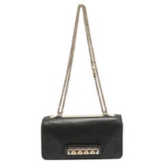 Valentino - Pochette con catena Rockstud Va Va Voom in pelle nera