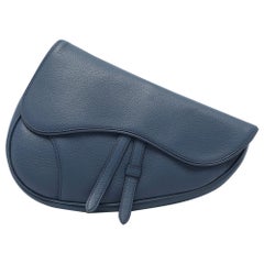 Dior Blue Leather Kim Jones Saddle Bag