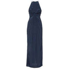 Zimmermann Midnight Blue Silk Halter Neck Maxi Dress S