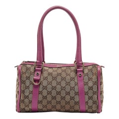 Gucci Pink/Beige GG Canvas and Leather Abbey Boston Bag