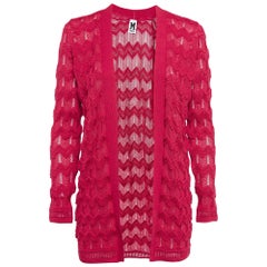 Cardigan M Missoni rouge à motifs à chevrons ouvert sur le devant S