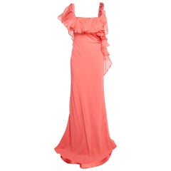 Valentino Pink Crepe Embellished Maxi Dress M