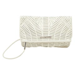 McQ by Alexander McQueen Off White Laser Cut Fold Over Clutch