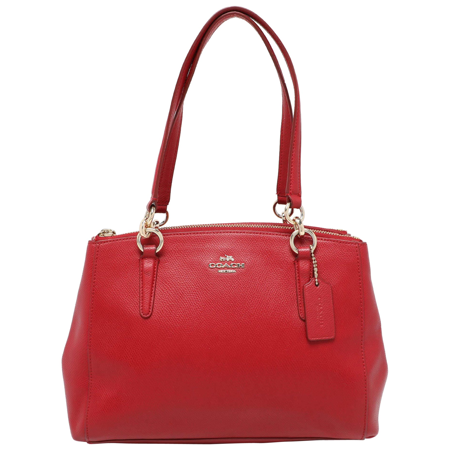 Coach Red Leather Christie Top Zip Satchel For Sale