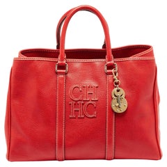Carolina Herrera Red Leather Large Matteo Tote