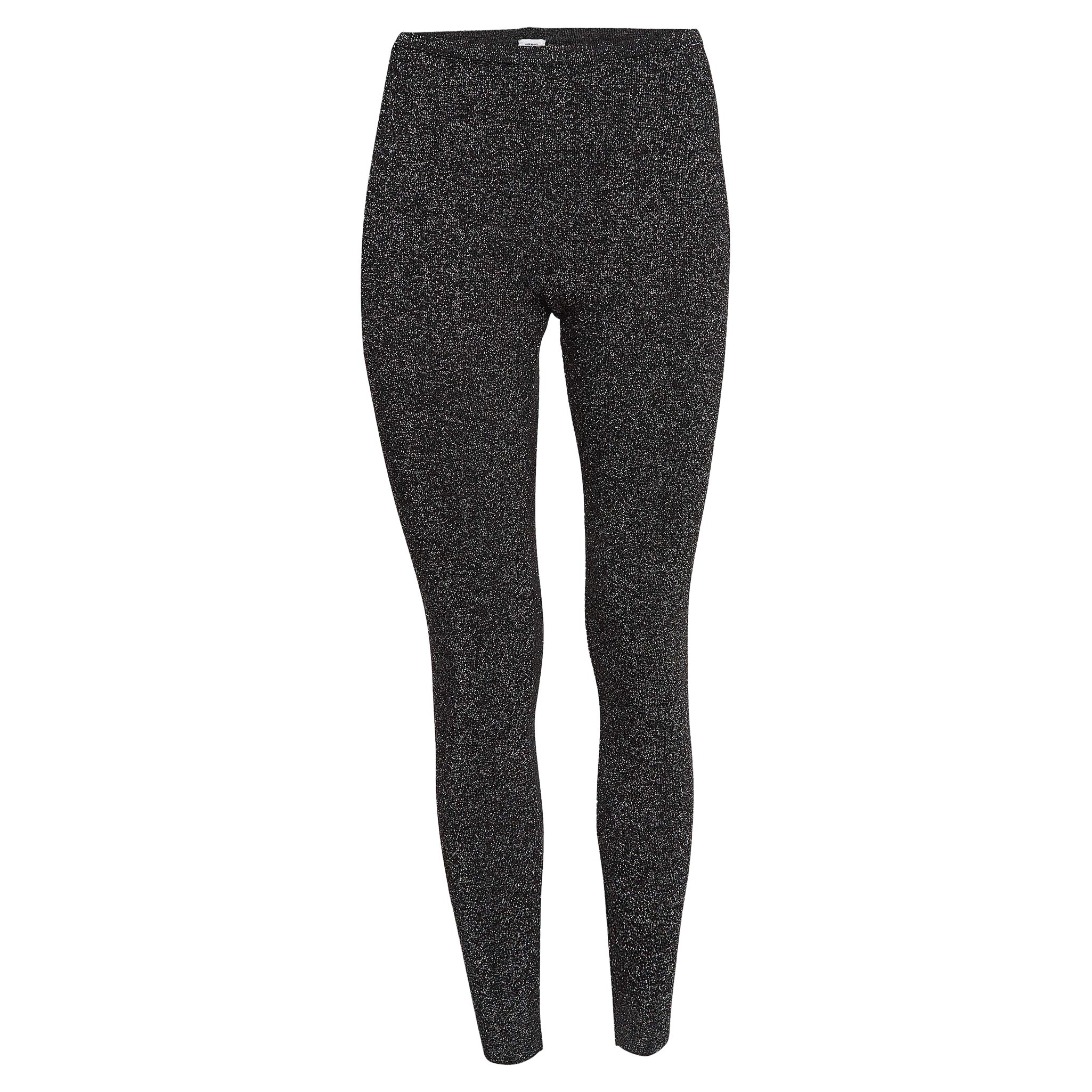 M Missoni Black Lurex Knit Leggings M For Sale
