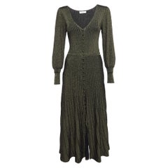 Sandro Metallic Lurex Knit V-Neck Midi Dress M