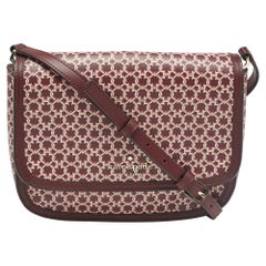 Used Kate Spade Burgundy Printed Coated Canvas Saddle Shoulder Bag