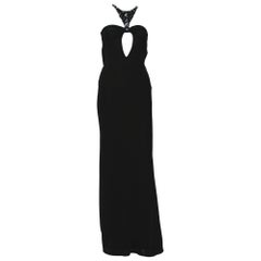 TOM FORD for GUCCI 2004 Black Open Back Dress Gown with SWAROVSKI Crystals 38