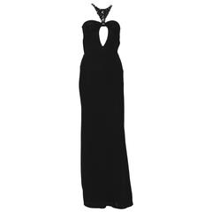 TOM FORD for GUCCI 2004 Black Open Back Dress Gown with SWAROVSKI Crystals 38 6