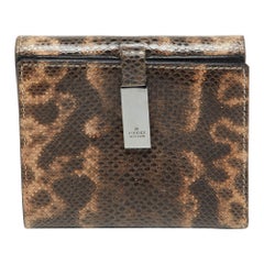 Gucci Brown Karung Leather Trifold Wallet