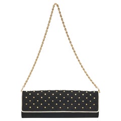 Roberto Cavalli - Pochette à longue chaîne cloutée en daim noir