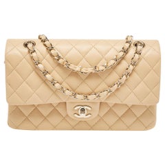 Chanel Beige Quilted Leather Medium Classic Double Flap Bag