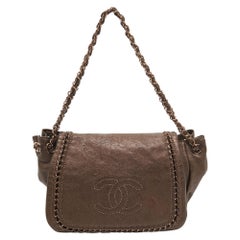Chanel Bronze Leather Luxe Ligne Accordion Flap Bag