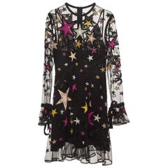 Elie Saab Black Star Embellished Full Sleeve Short Dress S