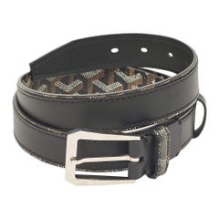Goyard, ceinture en toile et cuir enduite Goyardine noire 95 cm