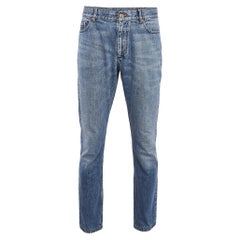 Yves Saint Laurent Vintage Blue Washed Denim Straight-Leg Jeans XL Waist 36"