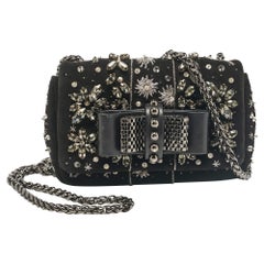 Christian Louboutin Black Leather Suede Sweet Charity Shoulder Bag
