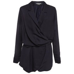 Jacquemus Navy Blue Canvas La Riviera Wrap Mini Dress S