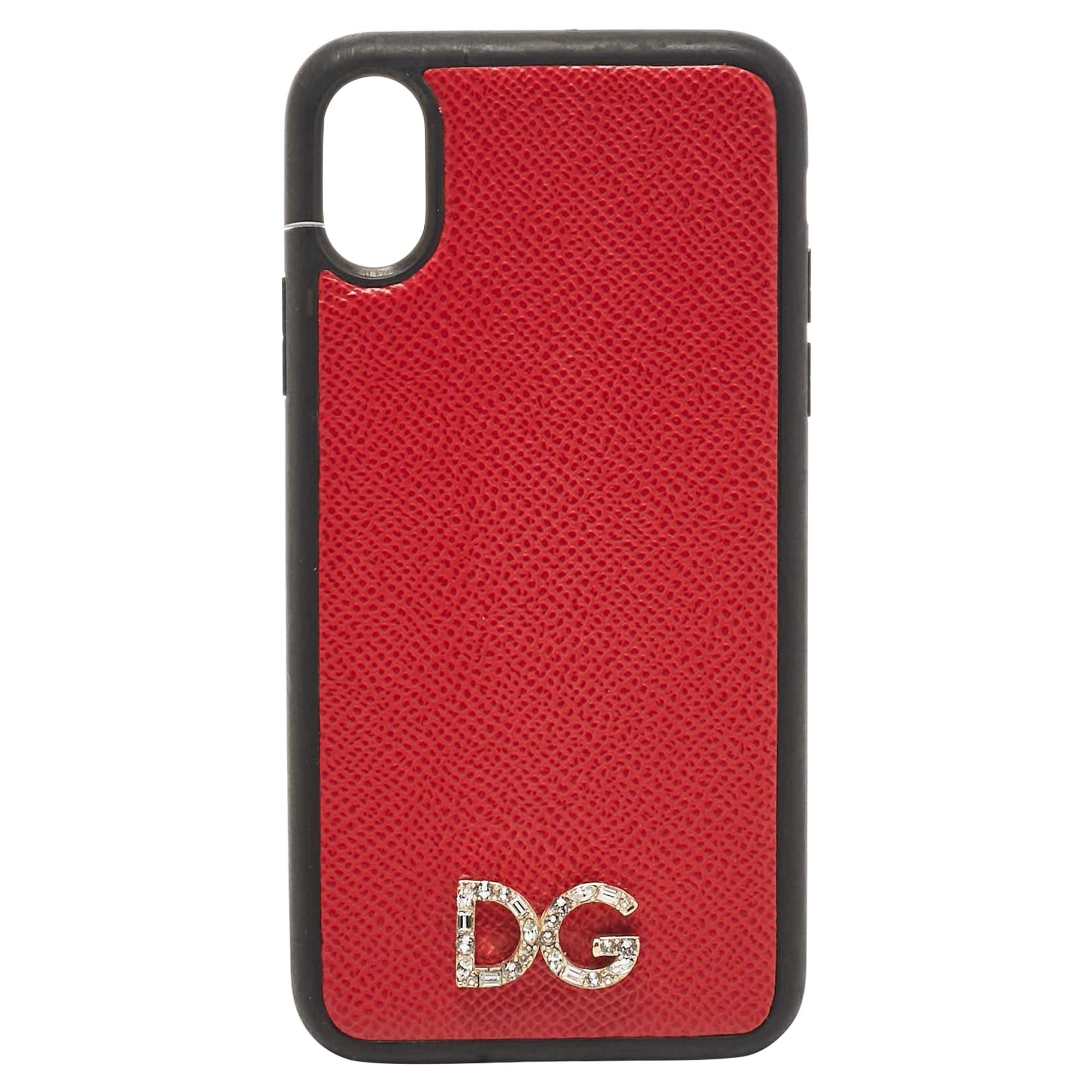 Dolce & Gabbana Red/Black DG Logo Crystals iPhone X Case For Sale
