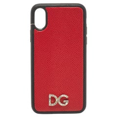 Dolce & Gabbana Rote/Schwarze DG Logo-Kristalle iPhone X Etui