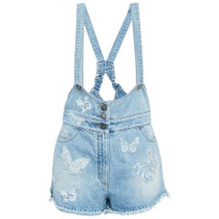Valentino Blue Washed Denim Butterfly Applique Dungaree M