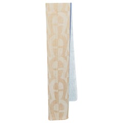 Aigner Blue Patterned Linen Blend Stole