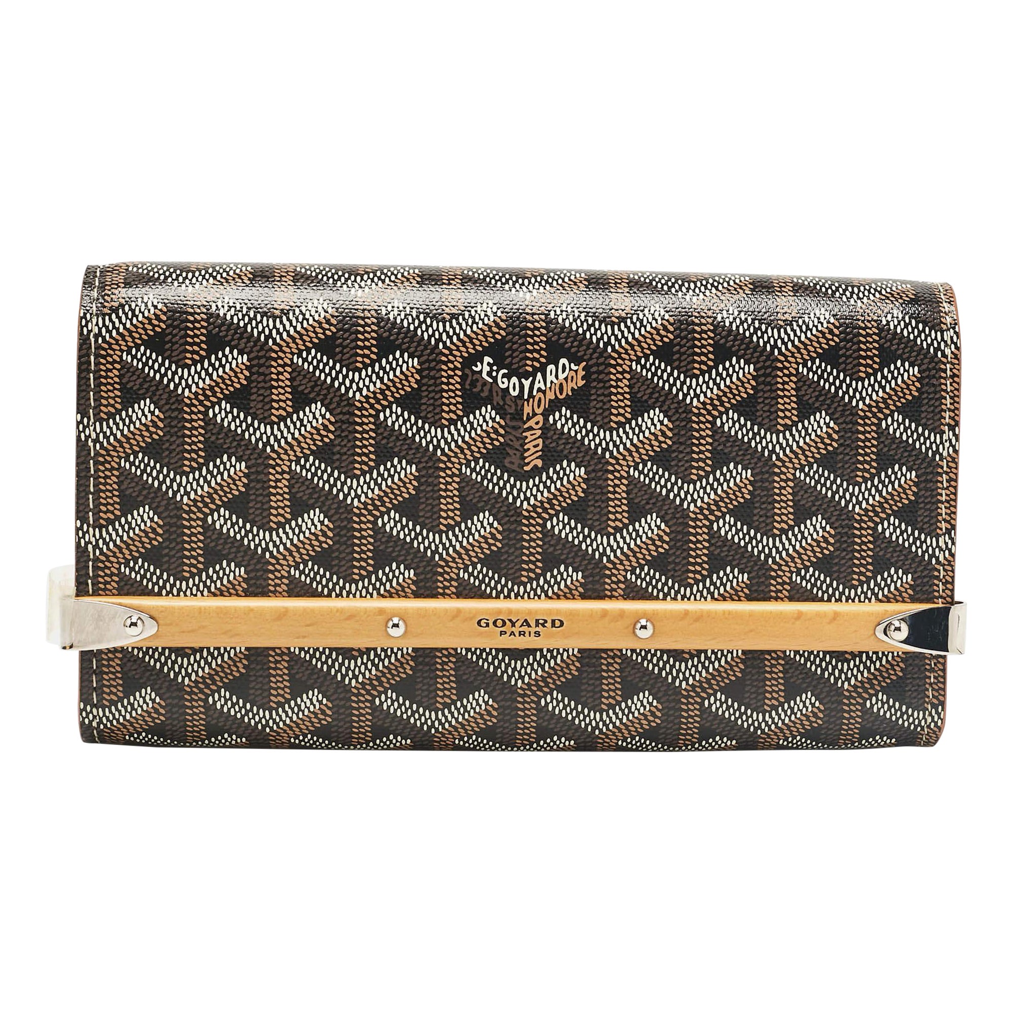 Goyard Brown Goyardine Coated Canvas and Leather Mini Monte Carlo Case For Sale