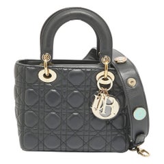 Dior Dark Grey Cannage Leather Small Lady Dior My ABCDior Bag