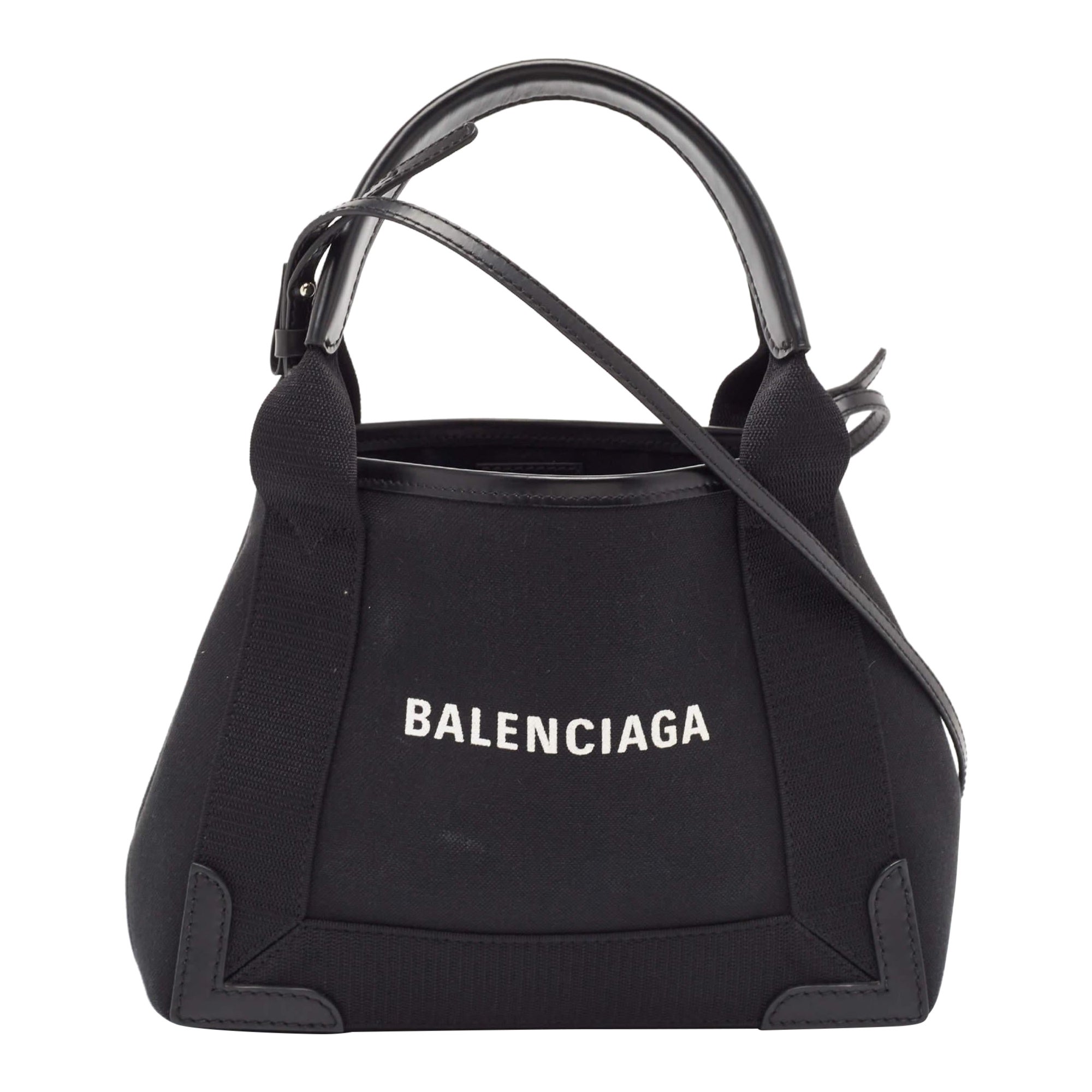 Balenciaga Black Canvas Leather XS Tote