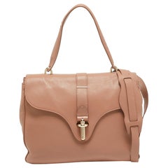 Balenciaga Old Rose Leather Tube Clasp Top Handle Bag