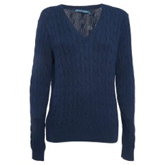 Ralph Lauren Hunter Navy Blue Cable Knit Sweater XL