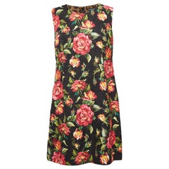 Dolce & Gabbana Black Floral Print Jacquard Mini Dress S