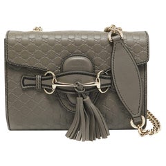 Gucci Grey Microguccissima Leather Mini Emily Chain Crossbody Bag