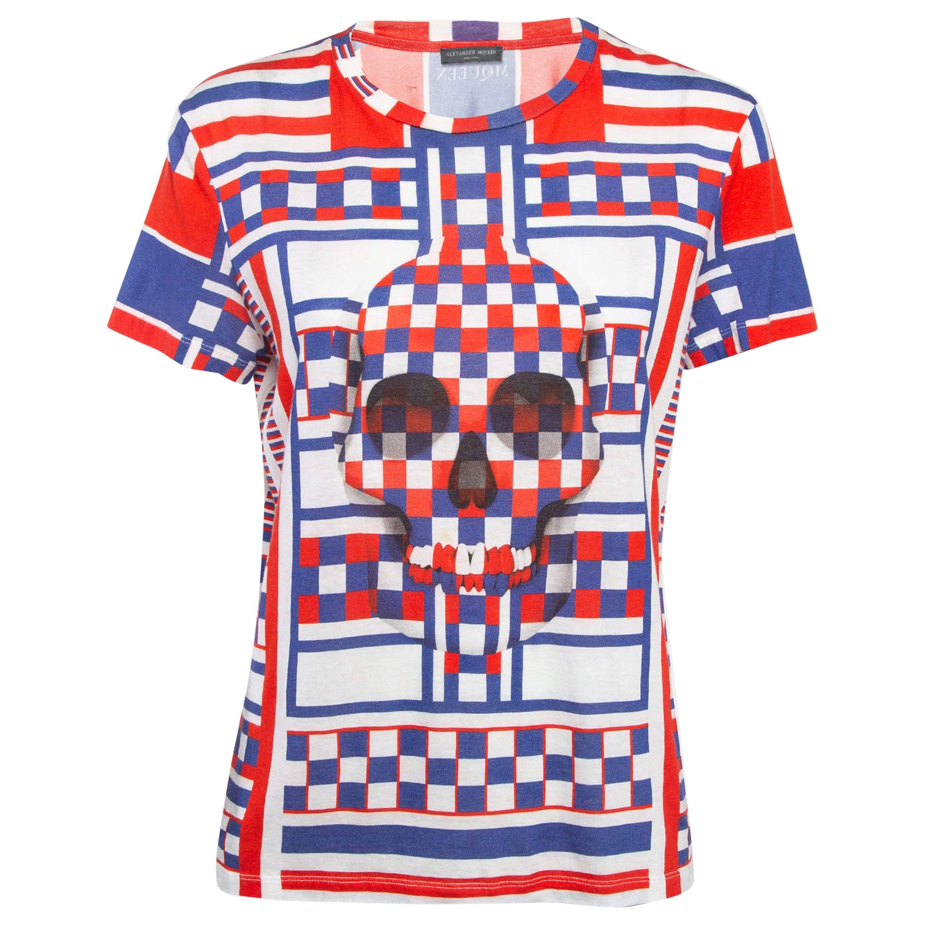 Alexander McQueen - Maglietta girocollo con stampa teschio multicolore M. T. I. in vendita