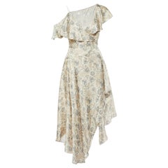 Zimmermann Beige Floral Print Wrap-Around Dress S