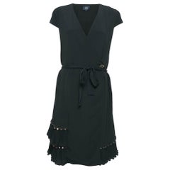 Class by Roberto Cavalli Robe à ourlet plissé en crêpe noir, longueur genou M