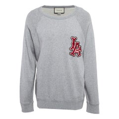 Gucci x LA Grey Cotton Knit Patch Detail Sweatshirt XL