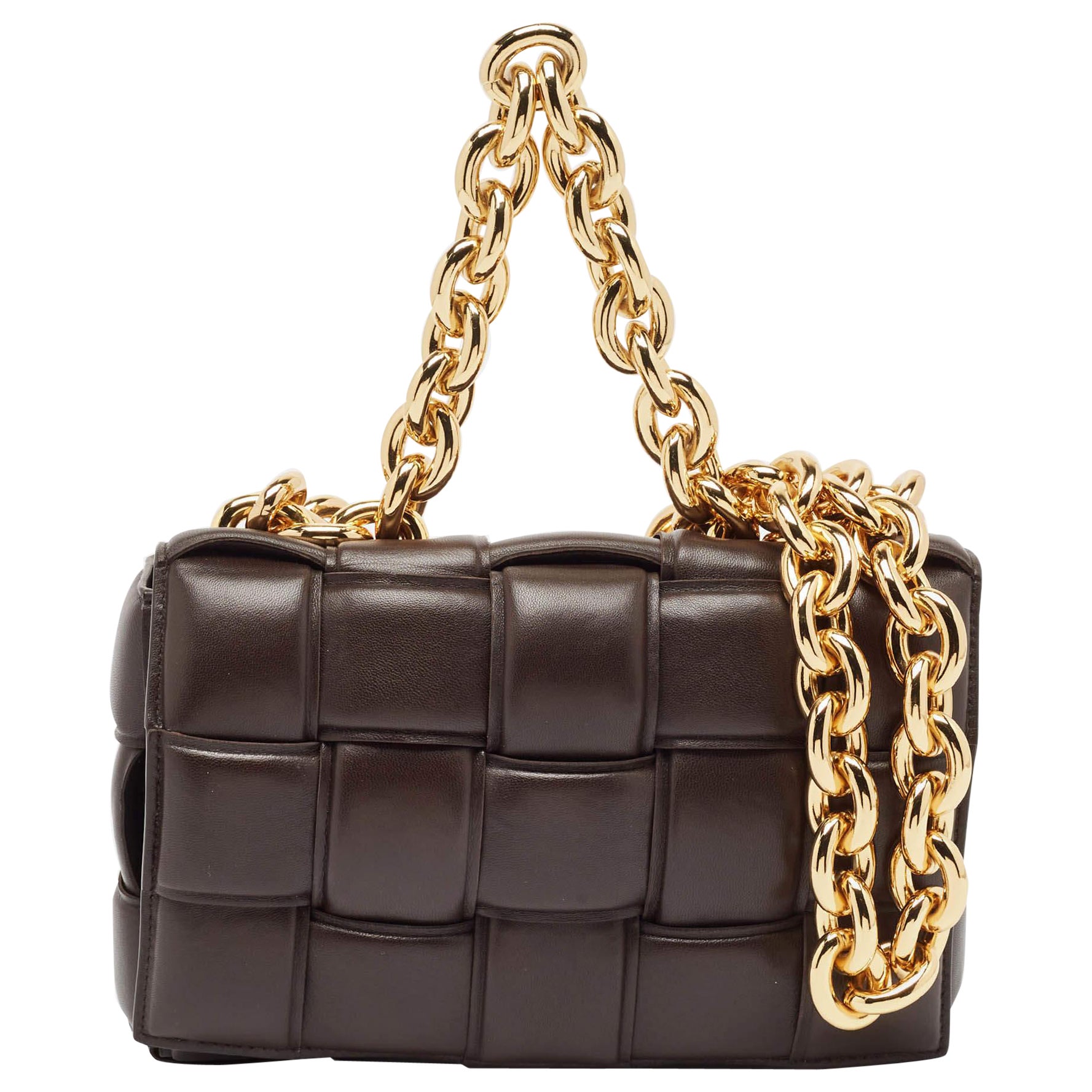 Bottega Veneta Choco Brown Padded Leather Chain Cassette Shoulder Bag