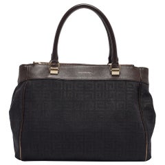Givenchy Bolso negro de tela y piel con monograma y doble cremallera