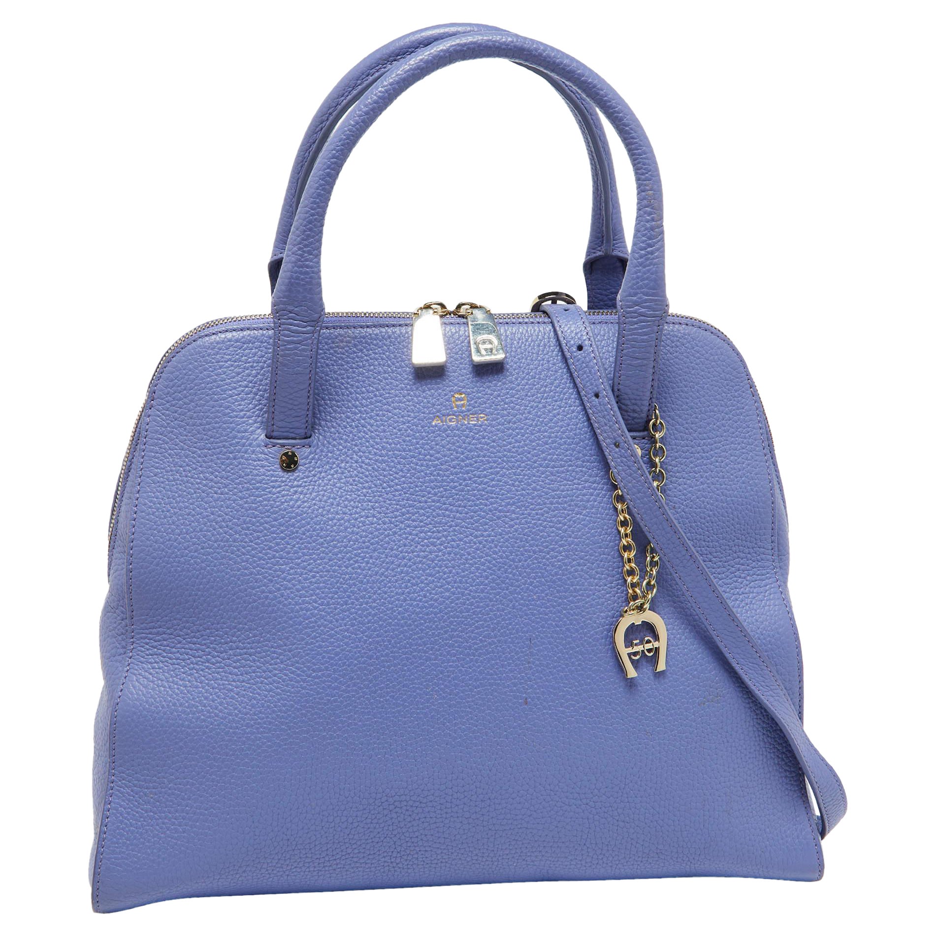 Aigner Lavender Leather Zip Satchel