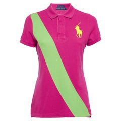 Ralph Lauren Pink Striped Cotton Pique Polo T T-Shirt M.