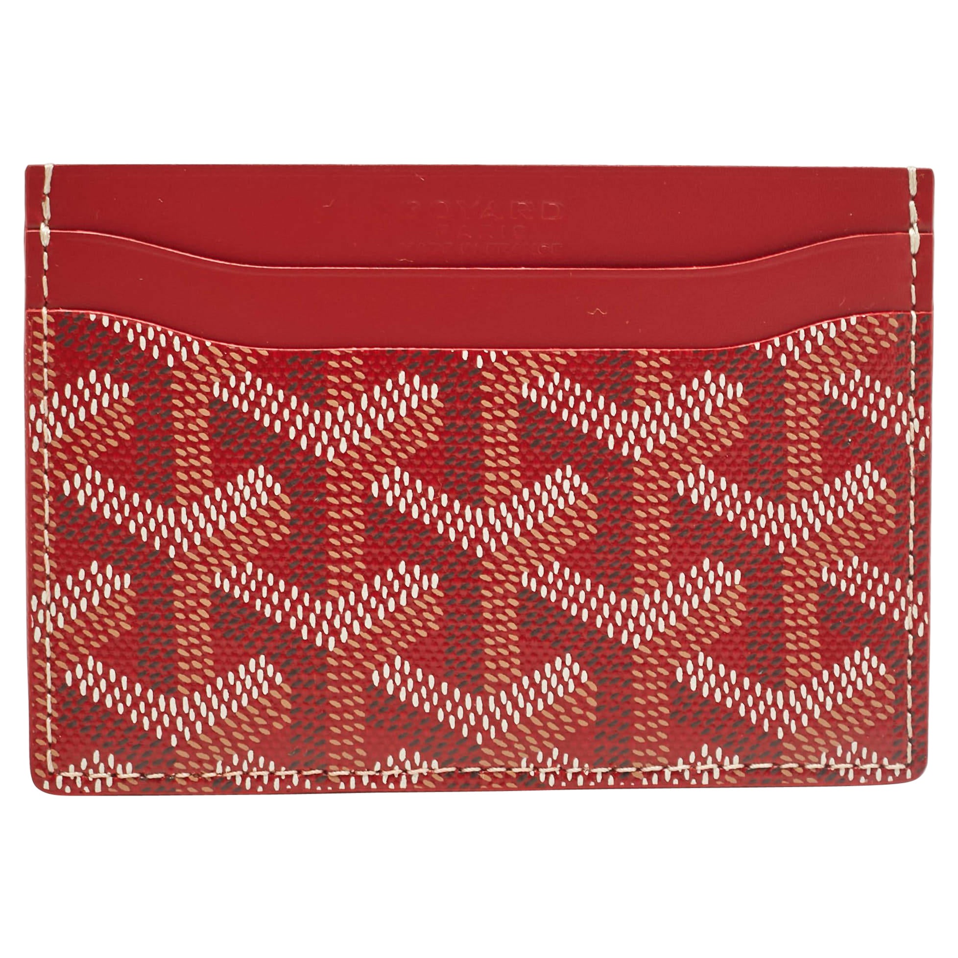 Goyard Red Goyardine Coated Canvas and Leather Saint Sulpice Card Holder For Sale