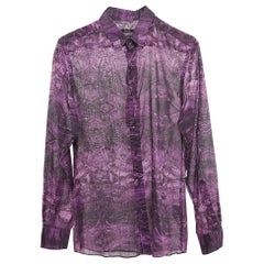 Gucci Purple Abstract Print Cotton Fitted Shirt M